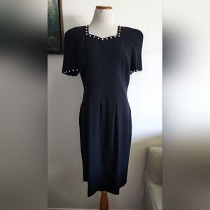 Elegant Black Dress with Pearl Accents